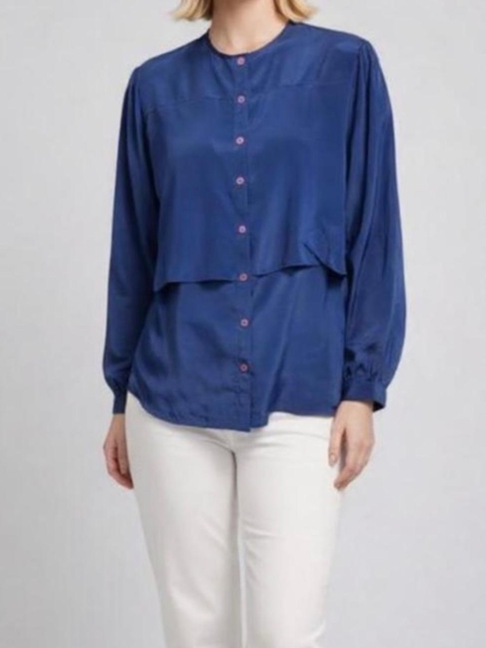 Royal Blue 100% Silk Blouse